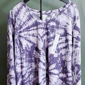 Sonoma The Everyday Tee Women's Plus Size Purple Tye Dye Size 3X NWT